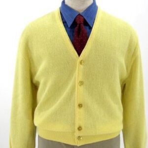 VINTAGE LONDON FOG YELLOW V MEN SWEATER SIZE M